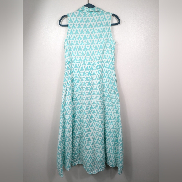 Livro Maxi Dress Womens Size Small Aqua White Boho Collared Button Front - Picture 10 of 14